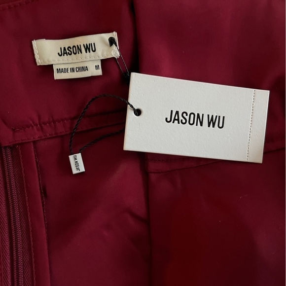 Jason Wu Alexandria Satin Midriff Cutout Midi Dress. Red. Medium. #591. NWOT - Picture 12 of 13